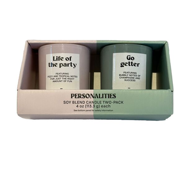 Personalities Candles “Go Getter & Life of the Party” Soy Blend Candle 2 Pack - Picture 1 of 8